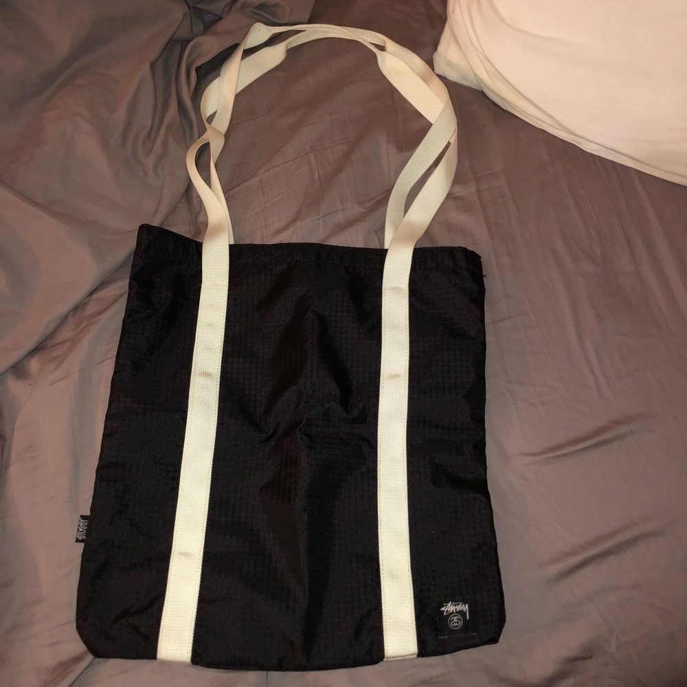 Stussy black and white tote bag